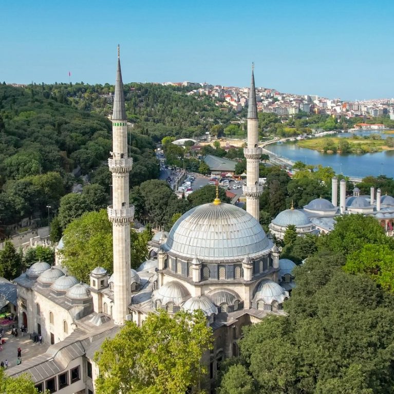 Istanbul Eyup Sultan Mosque, Eyup Sultan Mosque Aerial View. High quality footage